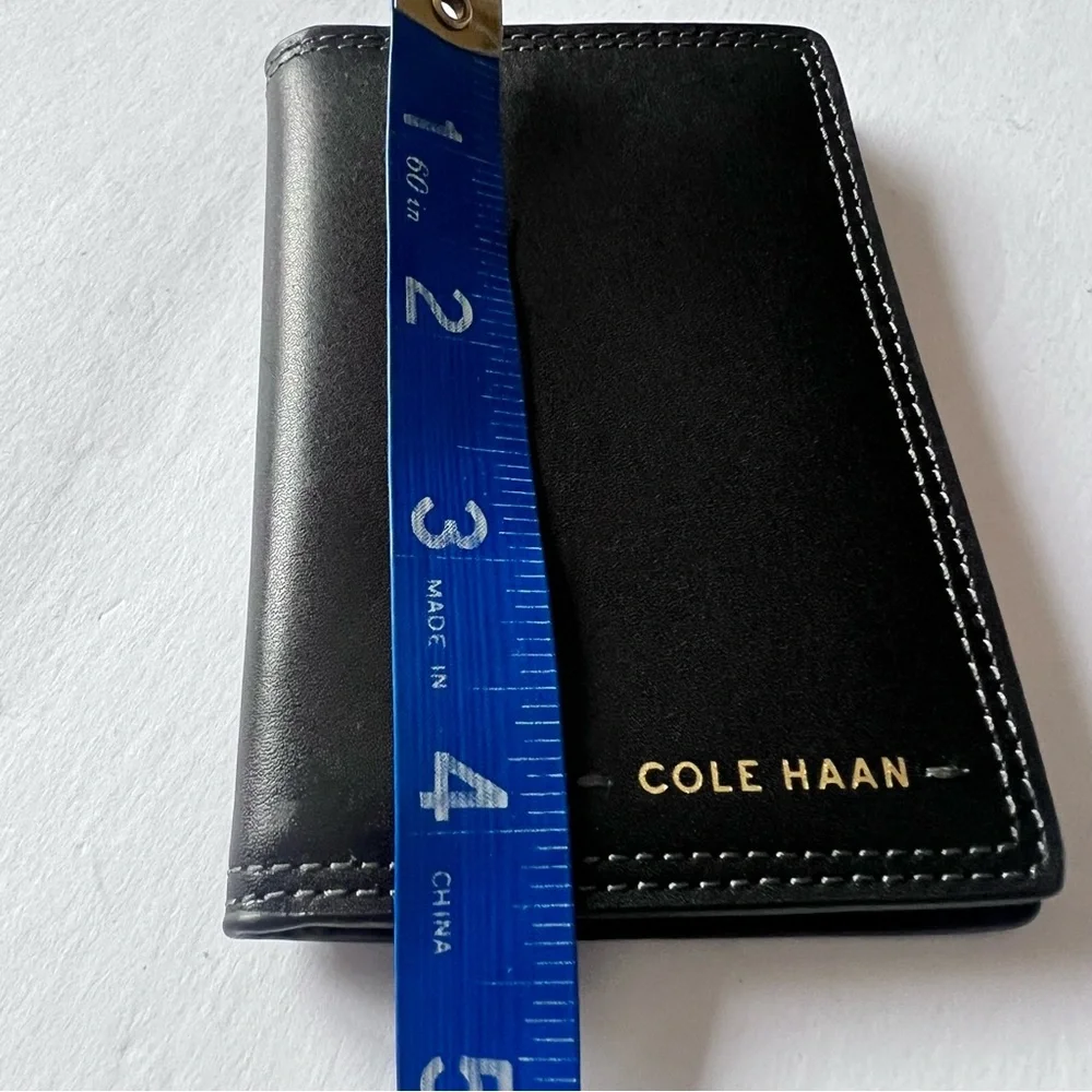COLE HAAN LEATHER CARD WALLET BLACK NWOT